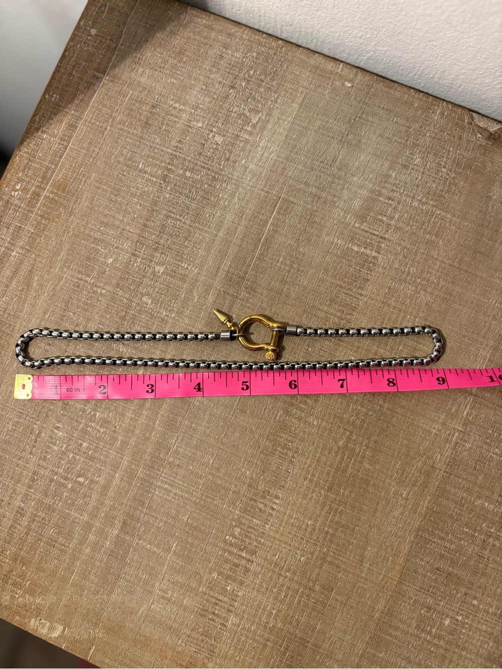 Two-Tone Chain Necklace with Gold Carabiner and Spike Charm - Picture 3 of 5